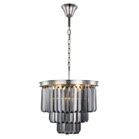 Elegant Lighting Sydney 9 light Polished nickel Chandelier Silver Shade (Grey) Royal Cu 1231D20PN-SS/RC